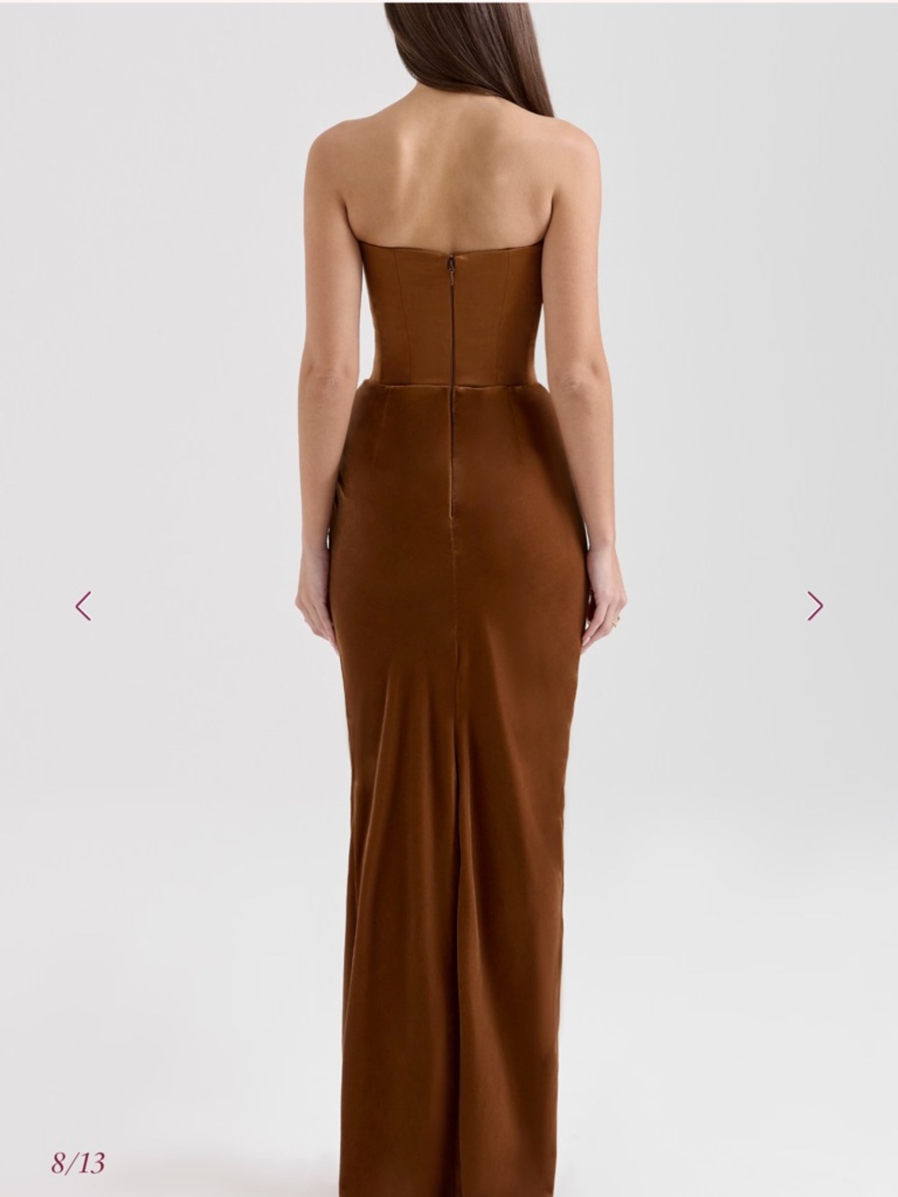 House of CB Brown Strapless Draped Corset Gown - Picture 4 of 7